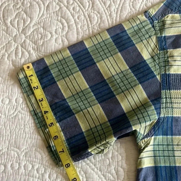 North Face 100% Cotton A5 Series Plaid Button Down Shirt Large Blue Green Camp - Picture 13 of 17